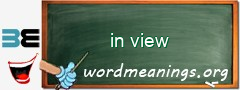 WordMeaning blackboard for in view